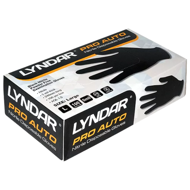 AUTO BLACK NITRILE GLOVES LARGE (BOX 100)